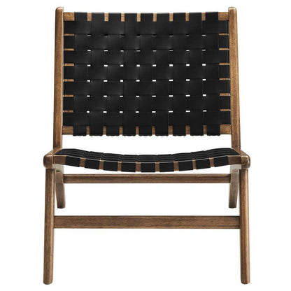 Modway - Saoirse Faux Leather Wood Accent Lounge Chair - EEI-6542-WAL-BLK veiw 5