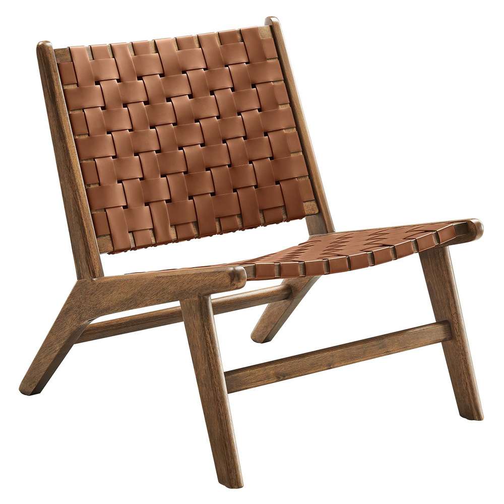 Modway - Saoirse Faux Leather Wood Accent Lounge Chair - EEI-6542-WAL-BRN veiw 2