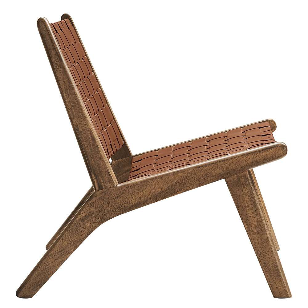 Modway - Saoirse Faux Leather Wood Accent Lounge Chair - EEI-6542-WAL-BRN veiw 3
