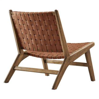 Modway - Saoirse Faux Leather Wood Accent Lounge Chair - EEI-6542-WAL-BRN veiw 4