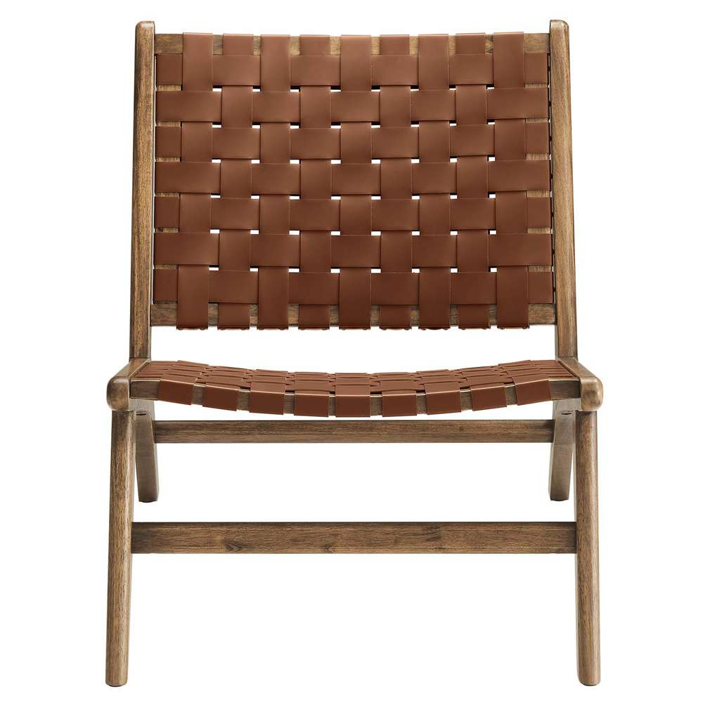 Modway - Saoirse Faux Leather Wood Accent Lounge Chair - EEI-6542-WAL-BRN veiw 5