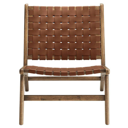 Modway - Saoirse Faux Leather Wood Accent Lounge Chair - EEI-6542-WAL-BRN veiw 5