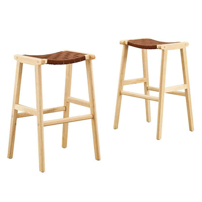 Modway - Saoirse Faux Leather Wood Bar Stool - (Set of 2) - EEI-6549-NAT-BRN veiw 2