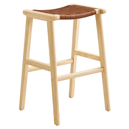 Modway - Saoirse Faux Leather Wood Bar Stool - (Set of 2) - EEI-6549-NAT-BRN veiw 3