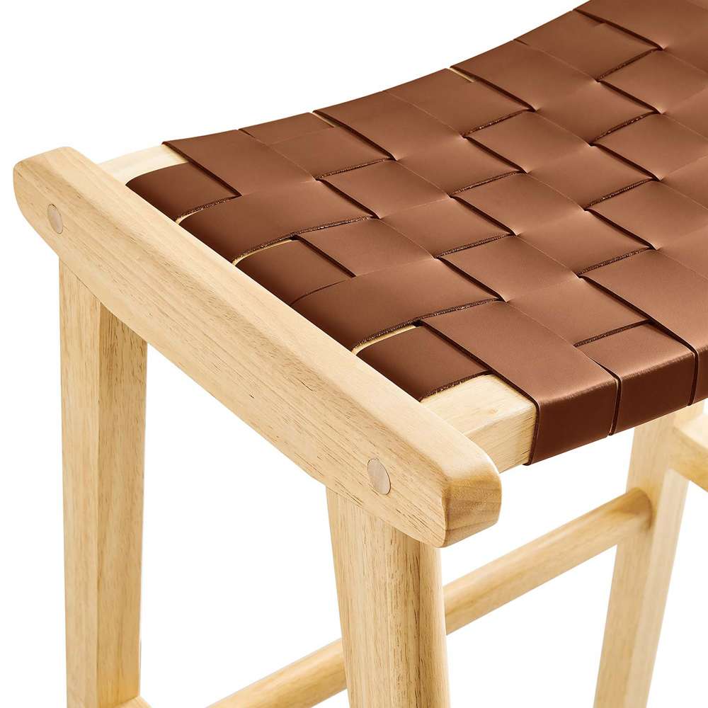 Modway - Saoirse Faux Leather Wood Bar Stool - (Set of 2) - EEI-6549-NAT-BRN veiw 6