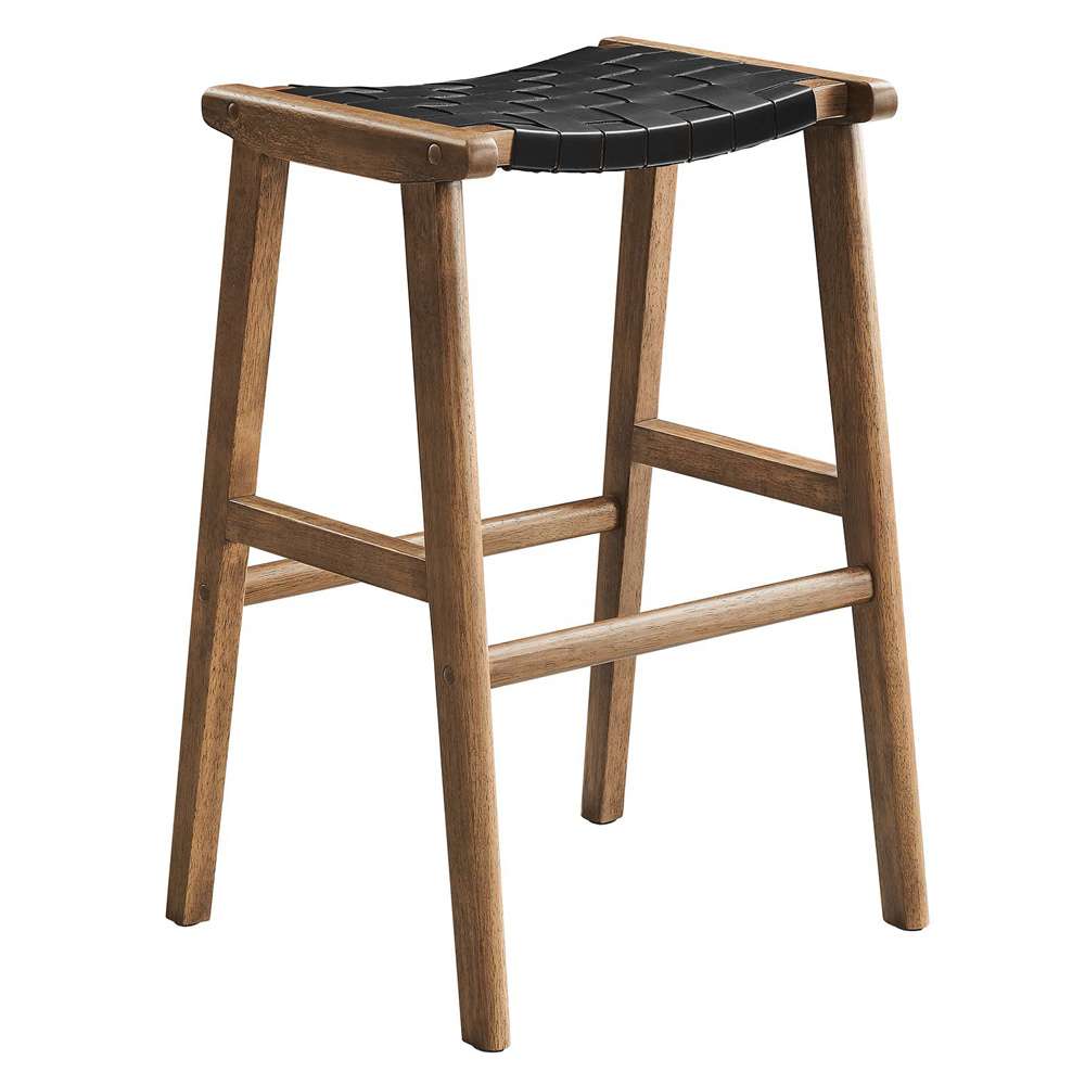 Modway - Saoirse Faux Leather Wood Bar Stool - (Set of 2) - EEI-6549-WAL-BLK veiw 3