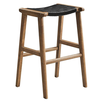 Modway - Saoirse Faux Leather Wood Bar Stool - (Set of 2) - EEI-6549-WAL-BLK veiw 3