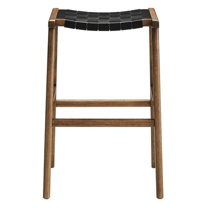 Modway - Saoirse Faux Leather Wood Bar Stool - (Set of 2) - EEI-6549-WAL-BLK veiw 5