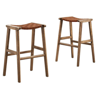 Modway - Saoirse Faux Leather Wood Bar Stool - (Set of 2) - EEI-6549-WAL-BRN veiw 1