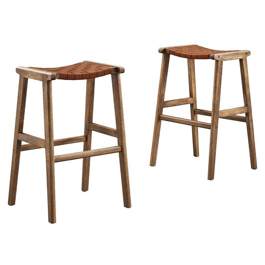 Modway - Saoirse Faux Leather Wood Bar Stool - (Set of 2) - EEI-6549-WAL-BRN veiw 1