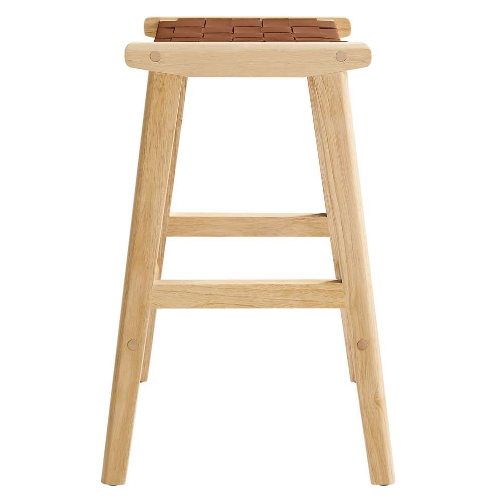 Modway - Saoirse Faux Leather Wood Counter Stool - (Set of 2) - EEI-6547-NAT-BRN veiw 4