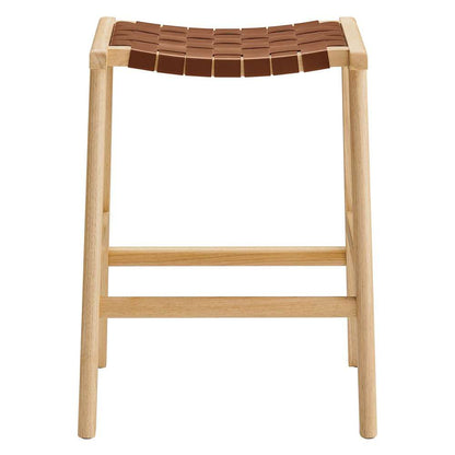 Modway - Saoirse Faux Leather Wood Counter Stool - (Set of 2) - EEI-6547-NAT-BRN veiw 5