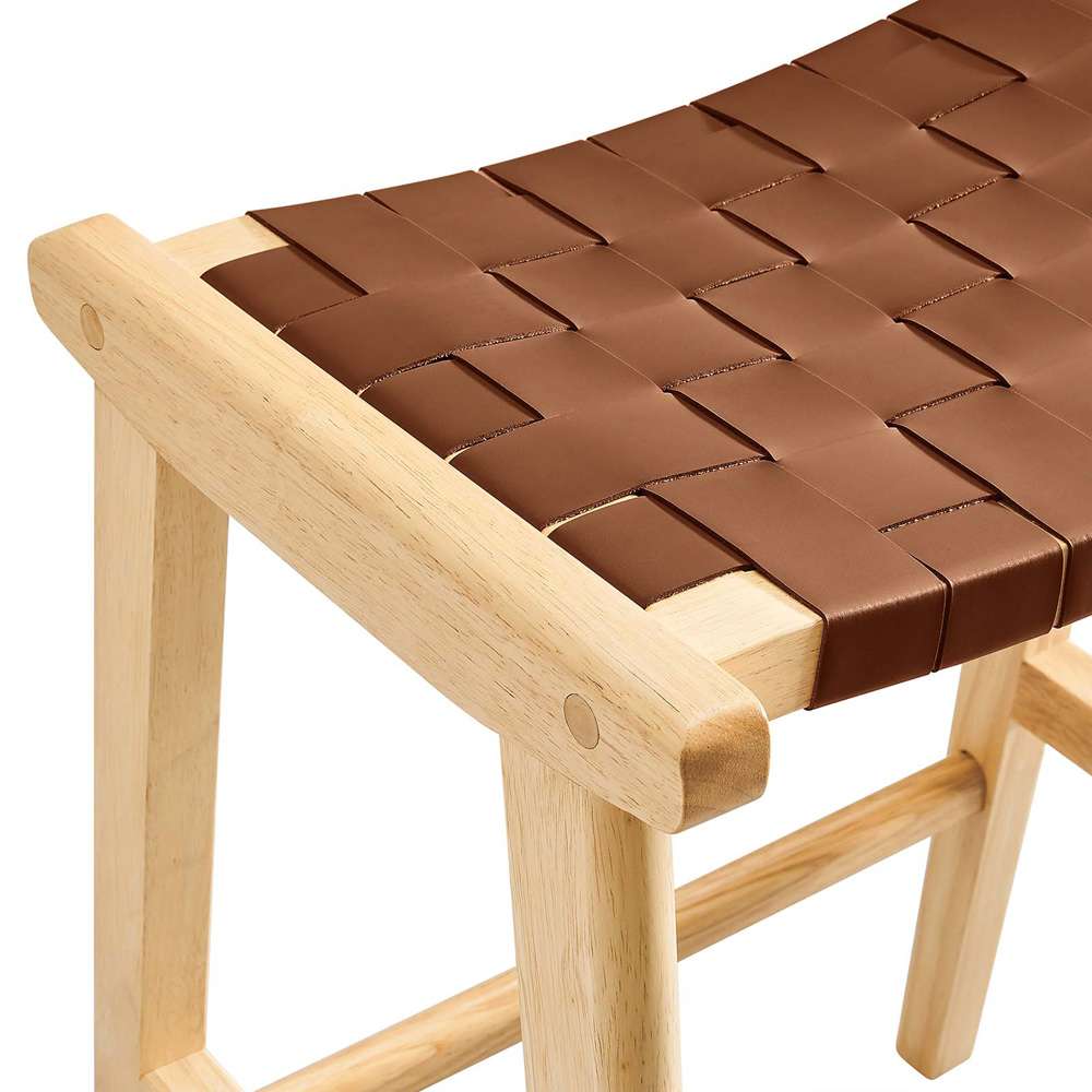 Modway - Saoirse Faux Leather Wood Counter Stool - (Set of 2) - EEI-6547-NAT-BRN veiw 6