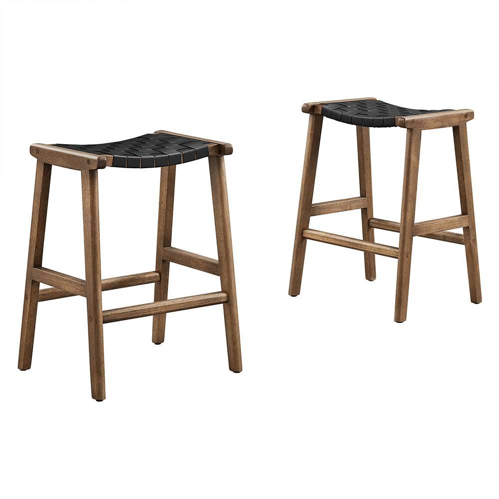 Modway - Saoirse Faux Leather Wood Counter Stool - (Set of 2) - EEI-6547-WAL-BLK veiw 1