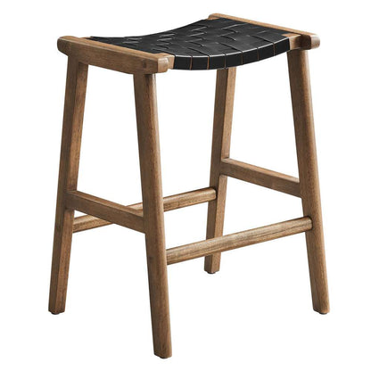 Modway - Saoirse Faux Leather Wood Counter Stool - (Set of 2) - EEI-6547-WAL-BLK veiw 3