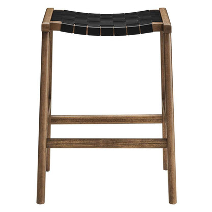 Modway - Saoirse Faux Leather Wood Counter Stool - (Set of 2) - EEI-6547-WAL-BLK veiw 5