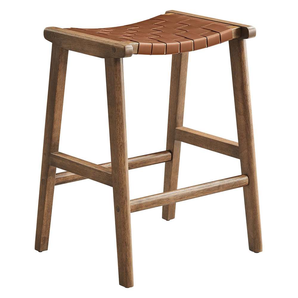 Modway - Saoirse Faux Leather Wood Counter Stool - (Set of 2) - EEI-6547-WAL-BRN veiw 3
