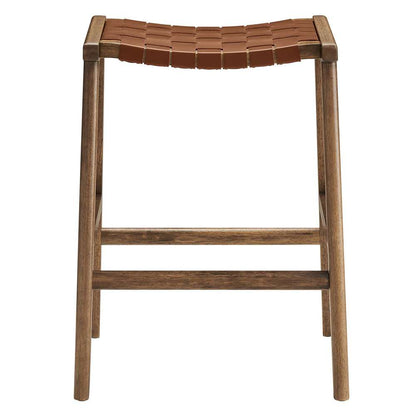 Modway - Saoirse Faux Leather Wood Counter Stool - (Set of 2) - EEI-6547-WAL-BRN veiw 5
