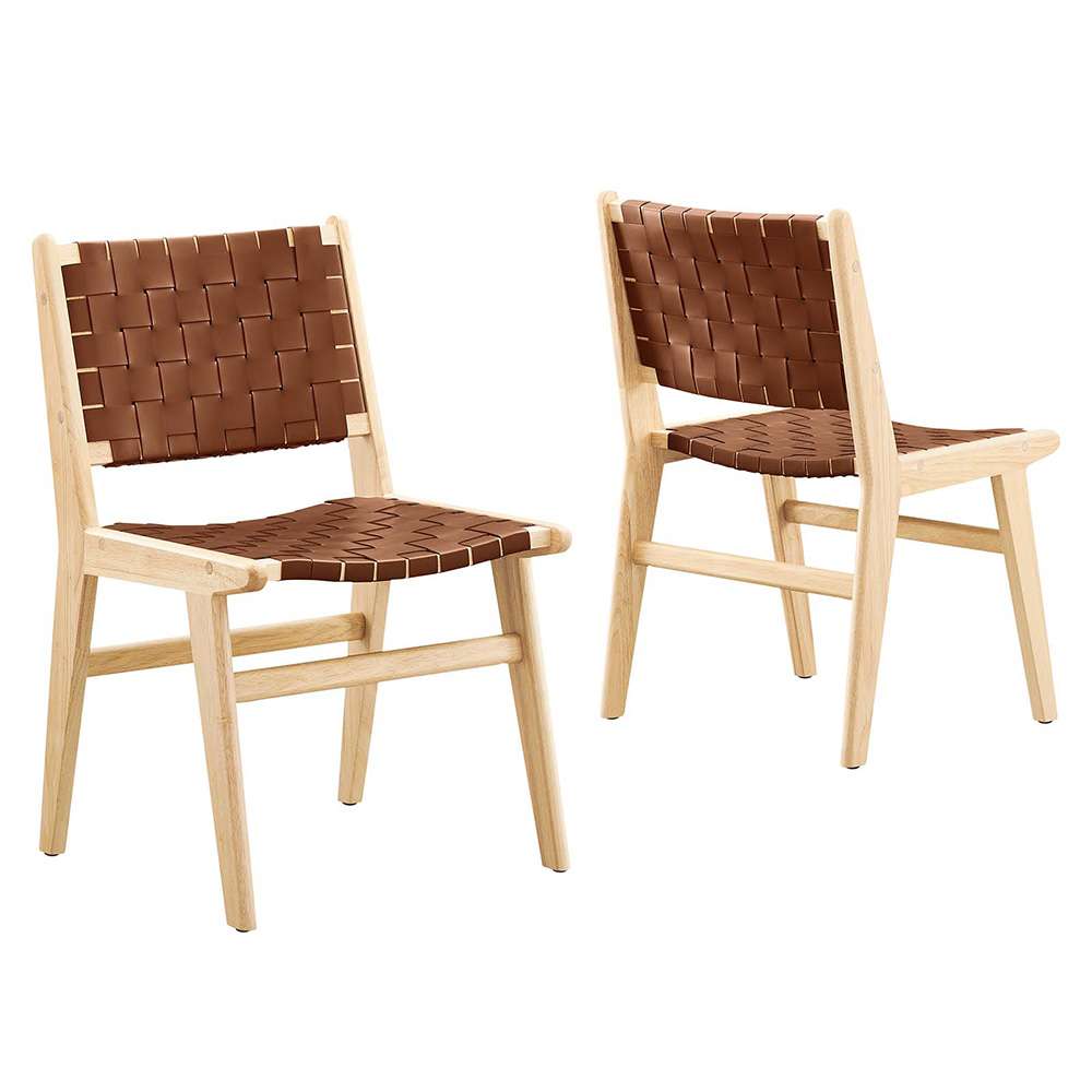 Modway - Saoirse Faux Leather Wood Dining Side Chair - (Set of 2) - EEI-6544-NAT-BRN veiw 1