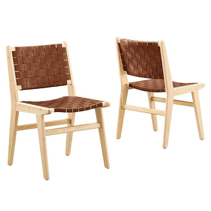 Modway - Saoirse Faux Leather Wood Dining Side Chair - (Set of 2) - EEI-6544-NAT-BRN veiw 1