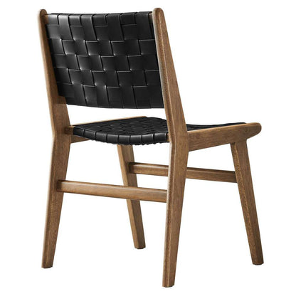 Modway - Saoirse Faux Leather Wood Dining Side Chair - (Set of 2) - EEI-6544-WAL-BLK veiw 5