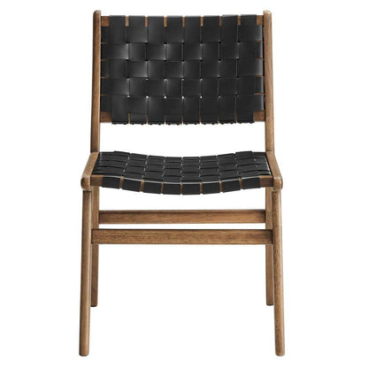 Modway - Saoirse Faux Leather Wood Dining Side Chair - (Set of 2) - EEI-6544-WAL-BLK veiw 6