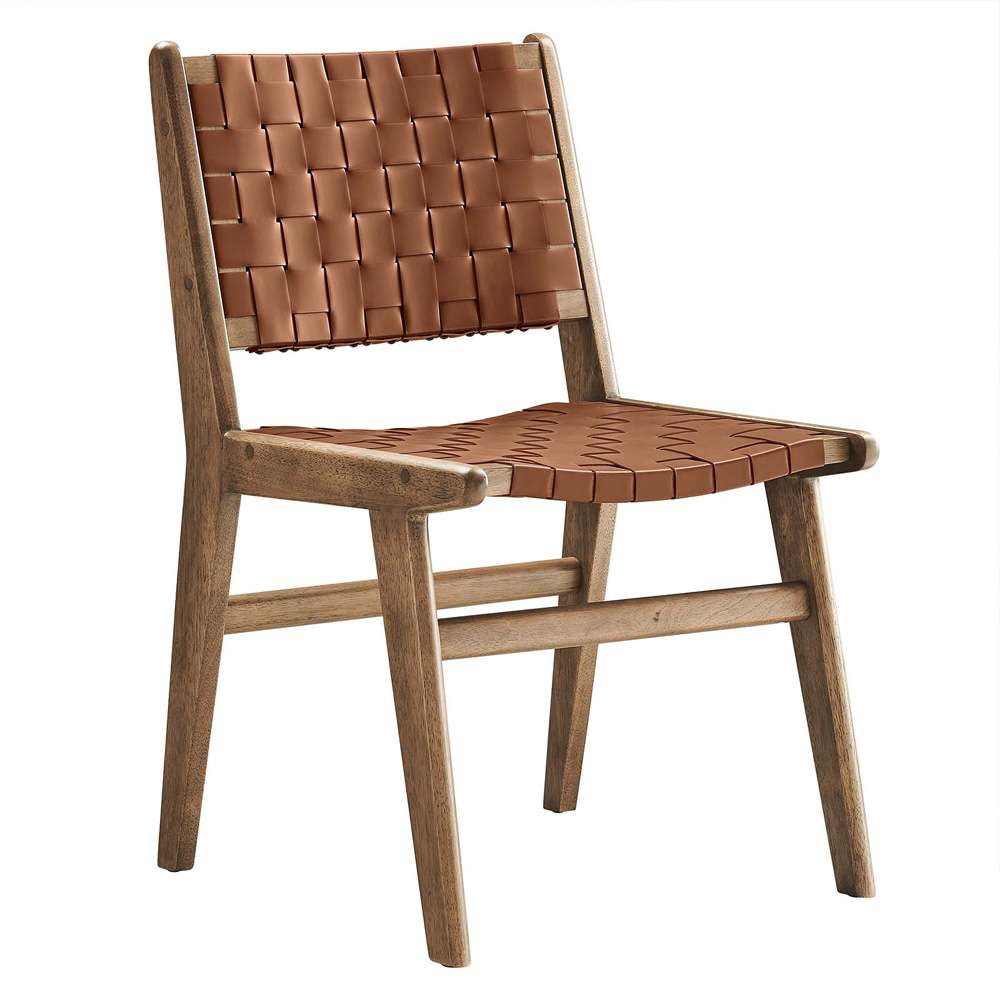 Modway - Saoirse Faux Leather Wood Dining Side Chair - (Set of 2) - EEI-6544-WAL-BRN veiw 3