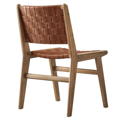 Modway - Saoirse Faux Leather Wood Dining Side Chair - (Set of 2) - EEI-6544-WAL-BRN veiw 5