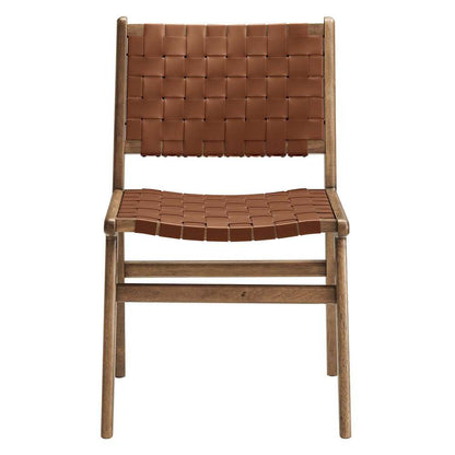 Modway - Saoirse Faux Leather Wood Dining Side Chair - (Set of 2) - EEI-6544-WAL-BRN veiw 6