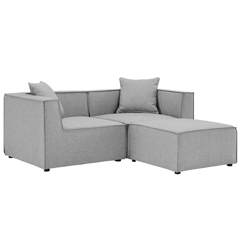 Modway - Saybrook Outdoor Patio Upholstered Loveseat and Ottoman Set - EEI-4378-GRY veiw 1