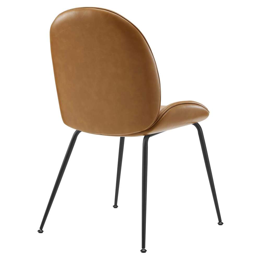 Modway - Scoop Black Powder Coated Steel Leg Vegan Leather Dining Chairs - (Set of 2) - EEI-4636-TAN veiw 5