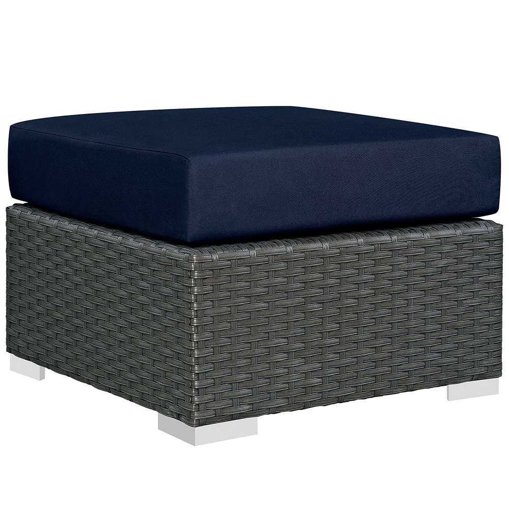 Modway - Sojourn Outdoor Patio Sunbrella Ottoman - EEI-1855-CHC-NAV veiw 1