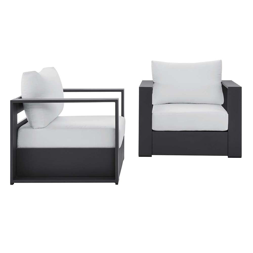 Modway - Tahoe Outdoor Patio Powder-Coated Aluminum 2-Piece Armchair Set - EEI-5751-GRY-WHI veiw 1