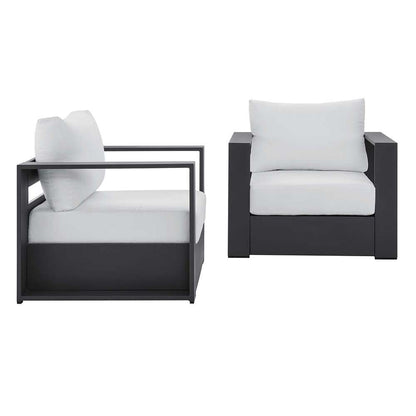 Modway - Tahoe Outdoor Patio Powder-Coated Aluminum 2-Piece Armchair Set - EEI-5751-GRY-WHI veiw 1