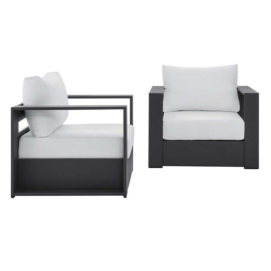 Modway - Tahoe Outdoor Patio Powder-Coated Aluminum 2-Piece Armchair Set - EEI-5751-GRY-WHI veiw 1