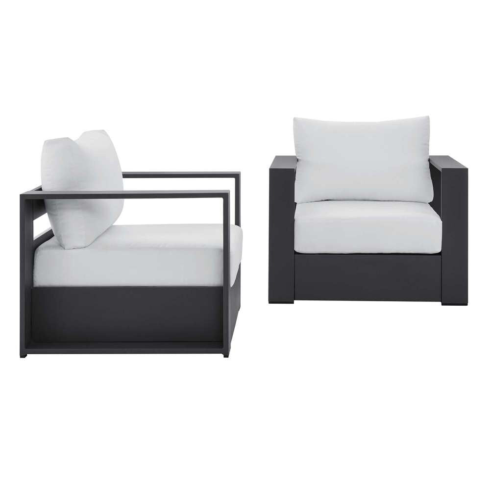 Modway - Tahoe Outdoor Patio Powder-Coated Aluminum 2-Piece Armchair Set - EEI-5751-GRY-WHI veiw 2