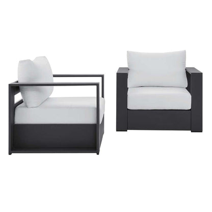 Modway - Tahoe Outdoor Patio Powder-Coated Aluminum 2-Piece Armchair Set - EEI-5751-GRY-WHI veiw 2