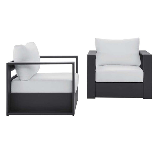 Modway - Tahoe Outdoor Patio Powder-Coated Aluminum 2-Piece Armchair Set - EEI-5751-GRY-WHI veiw 2