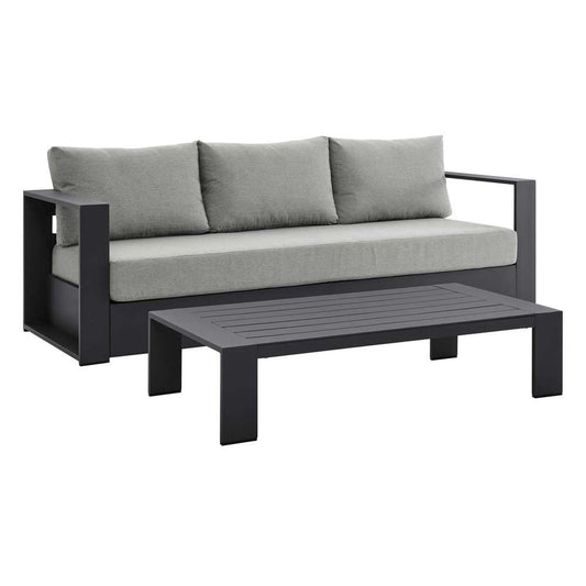 Modway - Tahoe Outdoor Patio Powder-Coated Aluminum 2-Piece Set - EEI-5750-GRY-GRY veiw 2