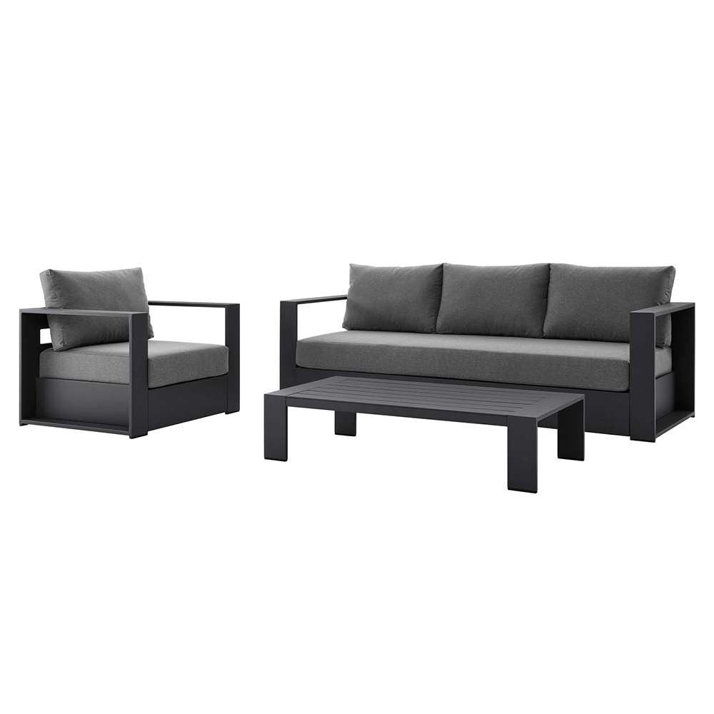 Modway - Tahoe Outdoor Patio Powder-Coated Aluminum 3-Piece Set - EEI-5748-GRY-CHA veiw 1