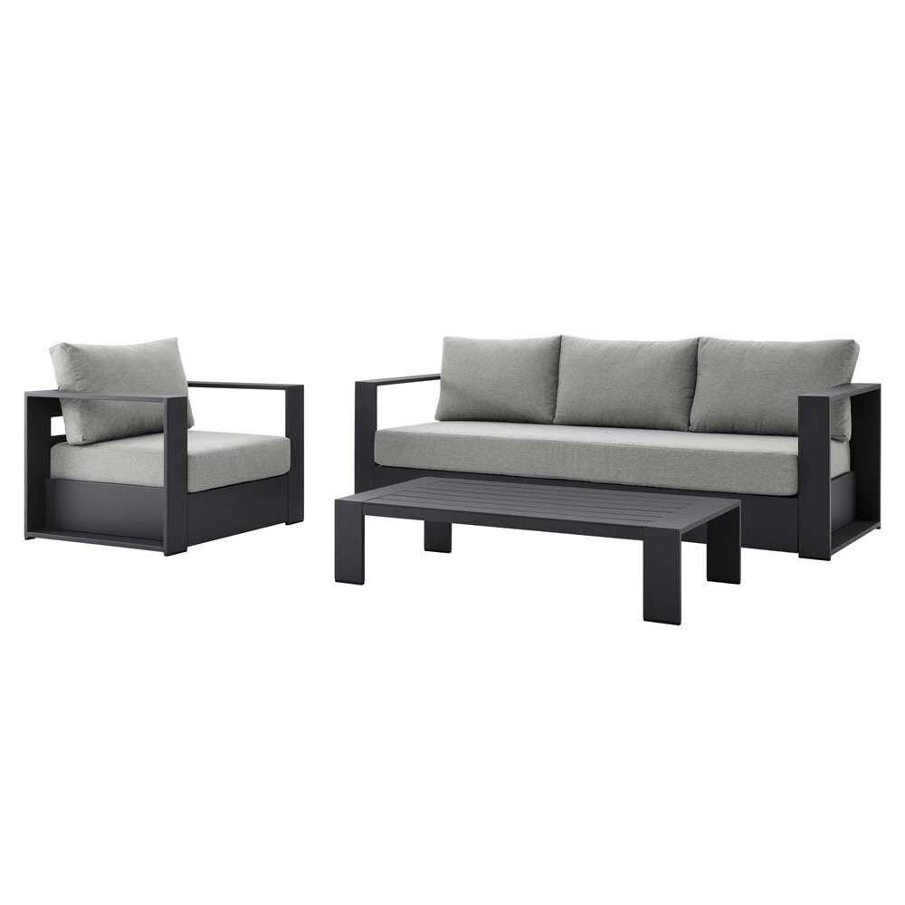 Modway - Tahoe Outdoor Patio Powder-Coated Aluminum 3-Piece Set - EEI-5748-GRY-GRY veiw 2