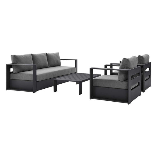 Modway - Tahoe Outdoor Patio Powder-Coated Aluminum 4-Piece Set - EEI-5749-GRY-CHA veiw 1