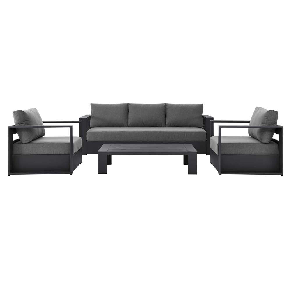 Modway - Tahoe Outdoor Patio Powder-Coated Aluminum 4-Piece Set - EEI-5749-GRY-CHA veiw 3