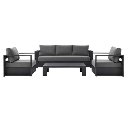Modway - Tahoe Outdoor Patio Powder-Coated Aluminum 4-Piece Set - EEI-5749-GRY-CHA veiw 3