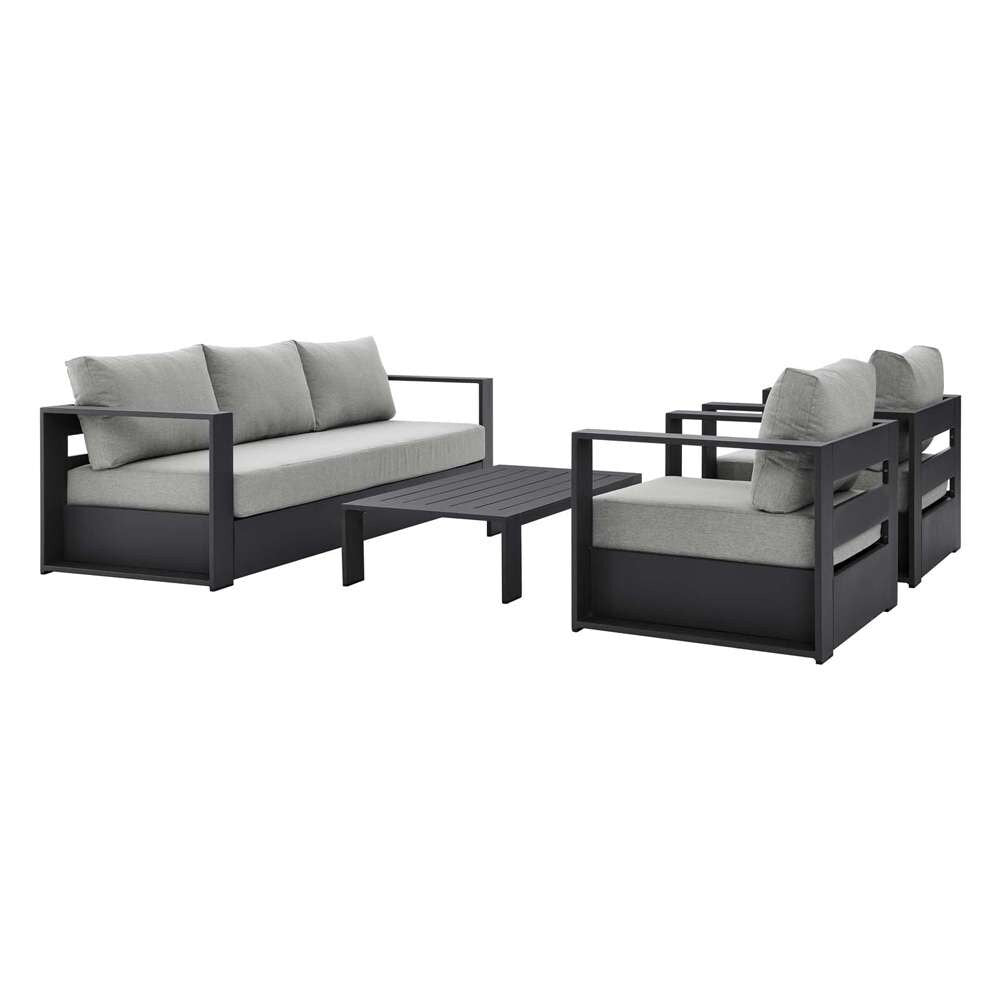 Modway - Tahoe Outdoor Patio Powder-Coated Aluminum 4-Piece Set - EEI-5749-GRY-GRY veiw 2