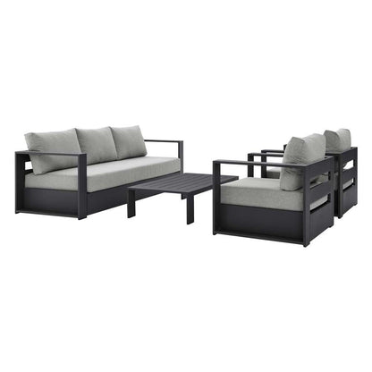 Modway - Tahoe Outdoor Patio Powder-Coated Aluminum 4-Piece Set - EEI-5749-GRY-GRY veiw 2