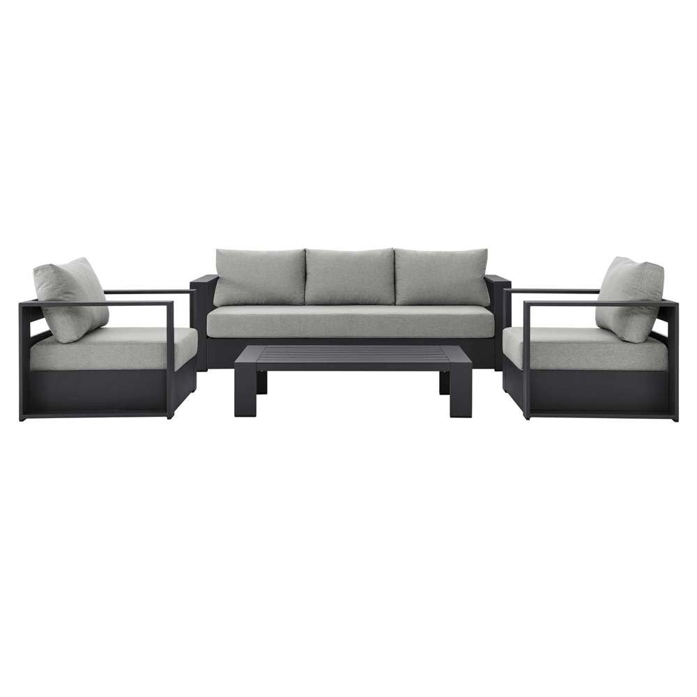 Modway - Tahoe Outdoor Patio Powder-Coated Aluminum 4-Piece Set - EEI-5749-GRY-GRY veiw 3