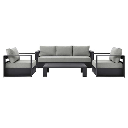 Modway - Tahoe Outdoor Patio Powder-Coated Aluminum 4-Piece Set - EEI-5749-GRY-GRY veiw 3