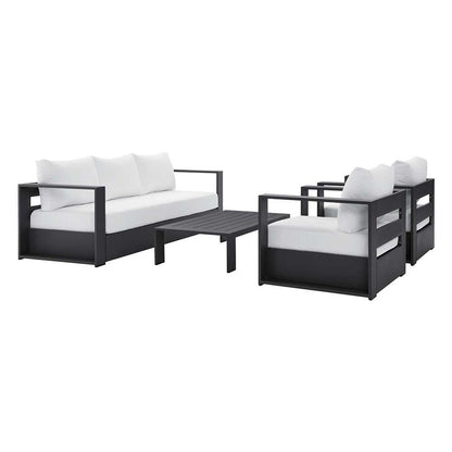 Modway - Tahoe Outdoor Patio Powder-Coated Aluminum 4-Piece Set - EEI-5749-GRY-WHI veiw 1