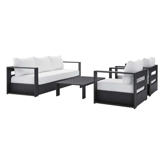 Modway - Tahoe Outdoor Patio Powder-Coated Aluminum 4-Piece Set - EEI-5749-GRY-WHI veiw 1